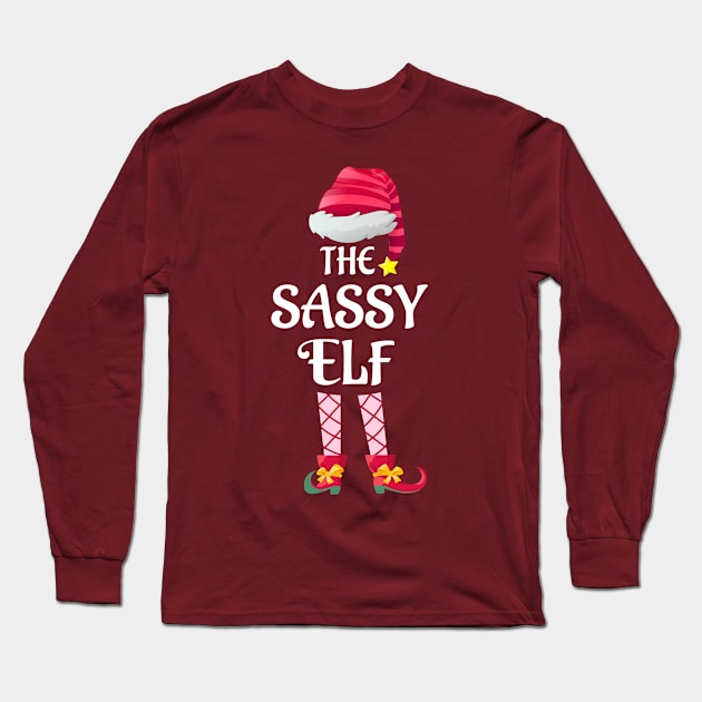 The Sassy Elf Christmas Matching Pajama Family Party Gift Long Sleeve T-Shirt by BooTeeQue